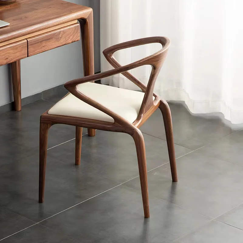 PurelyFeel Nordic Solid Wood Creative Italian Chair Chinese Backrest Dining Chair Living Room Chair