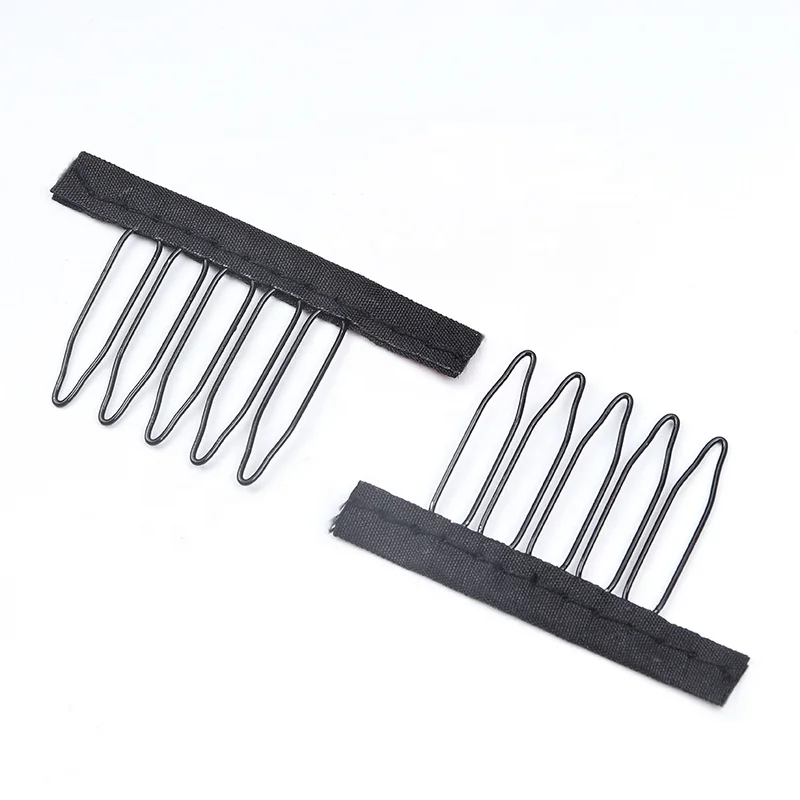 Cheap Steel 5 Teeth Wig Clips Black Stainless Wig Combs For Wig Caps