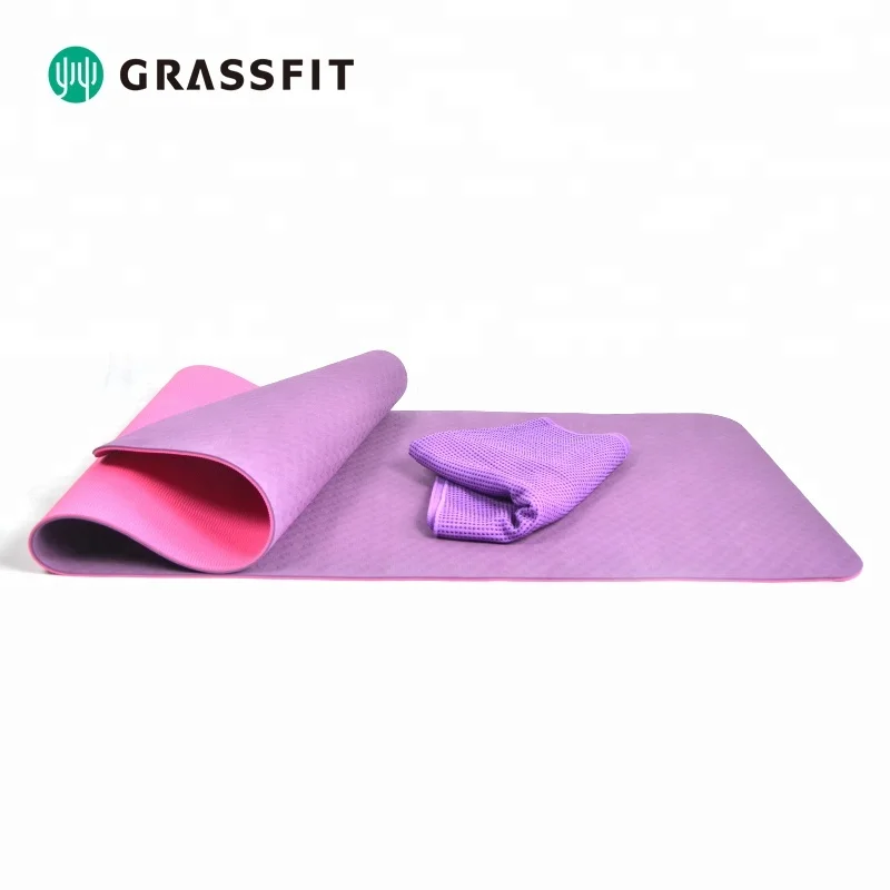Custom Logo Yoga Mat Gym Home Workout Pilates Fitness Non-Slip High Density TPE 6mm Extra Thick YOGA Mat With Carrying Strap