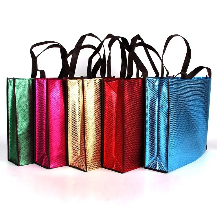 Custom Logo Non Woven Shopping Bags Reusable Laminated Gold Bag With Handles For Packing Clothes
