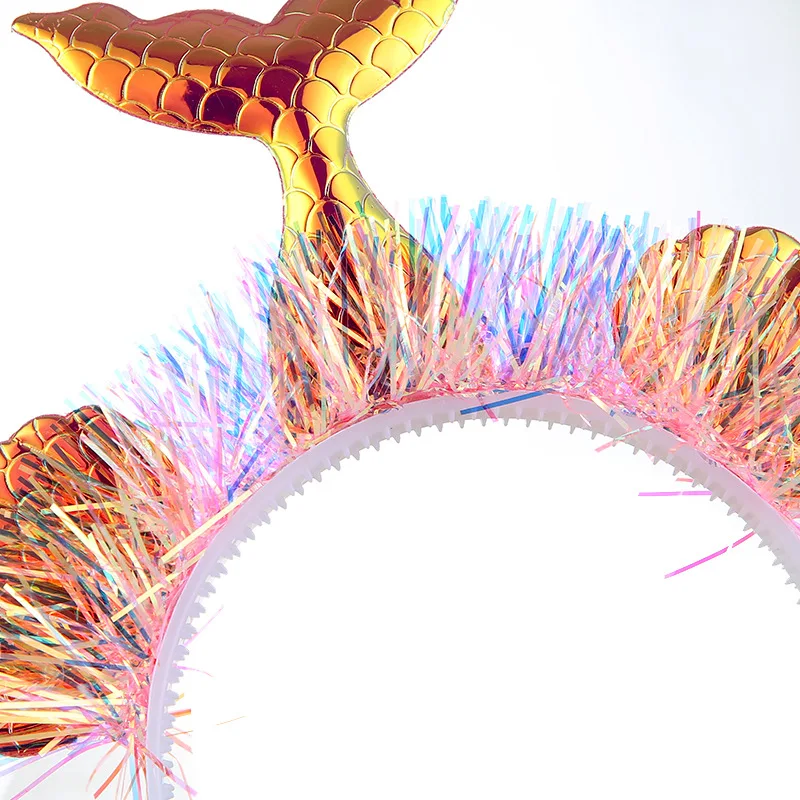 Детские аксессуары ободок с хвостом русалки и блестками ободок с блестками Оболочка для волос для вечеринки аксессуары для волос для девочек