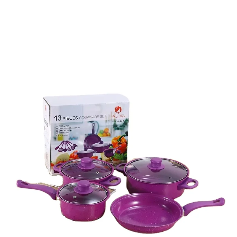 13 Pieces Black Cast Iron Kitchen Utensils Cooking Tools Non Stick Cookware Set With Pots And Pans Set