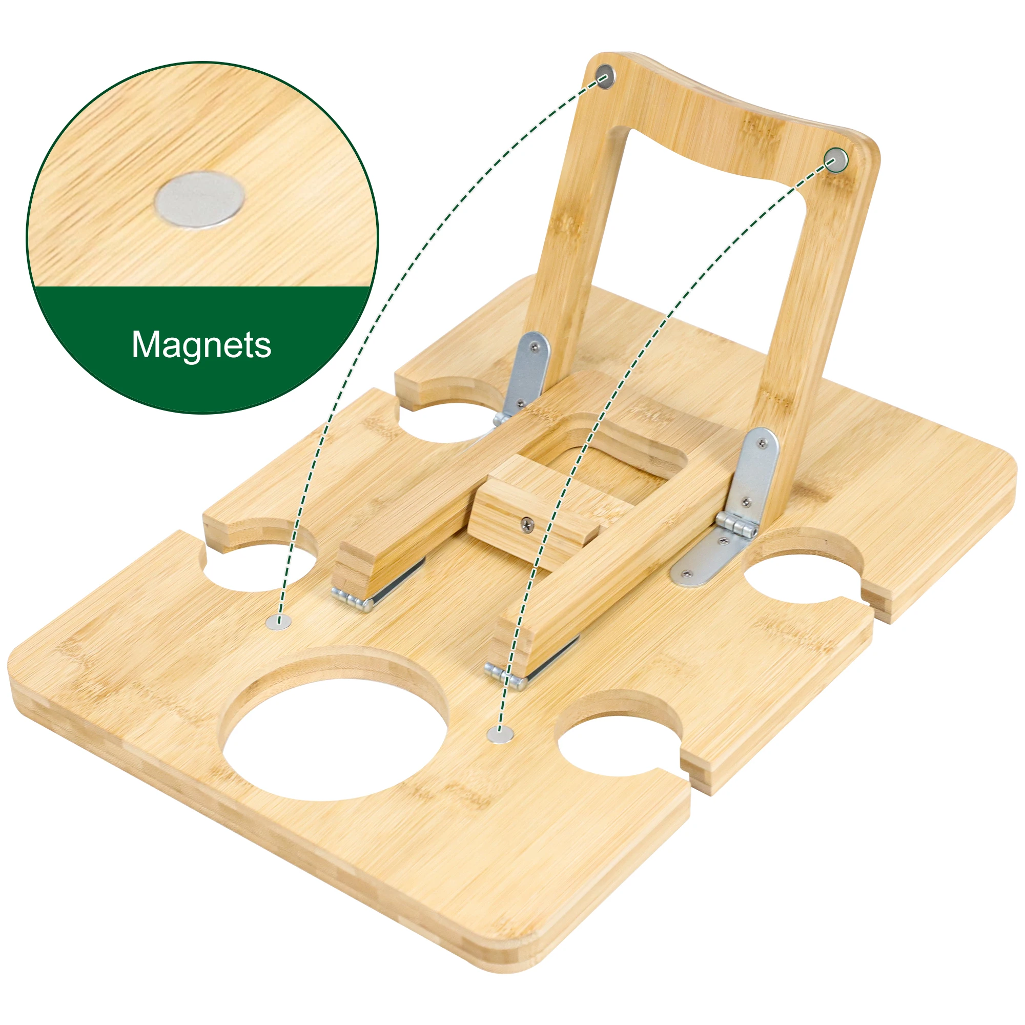 Bamboo Wine Picnic Table Large Folding Portable Outdoor Snack & Cheese Tray for Concerts at Park, Beach