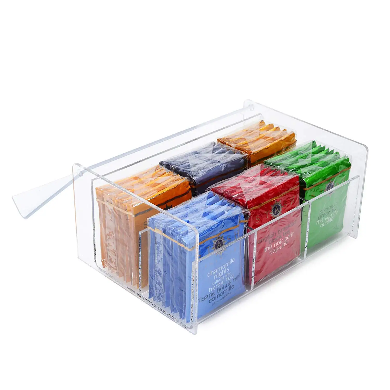 Clear Sugar Tea Bag Storage Box Custom Acrylic Tea Bag Dispenser