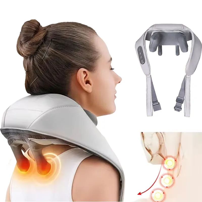 Luxury Smart Electric Intelligent Neck Back Heat Roller Shoulder 3d Kneading Shiatsu Handheld Neck Back Massager Machine