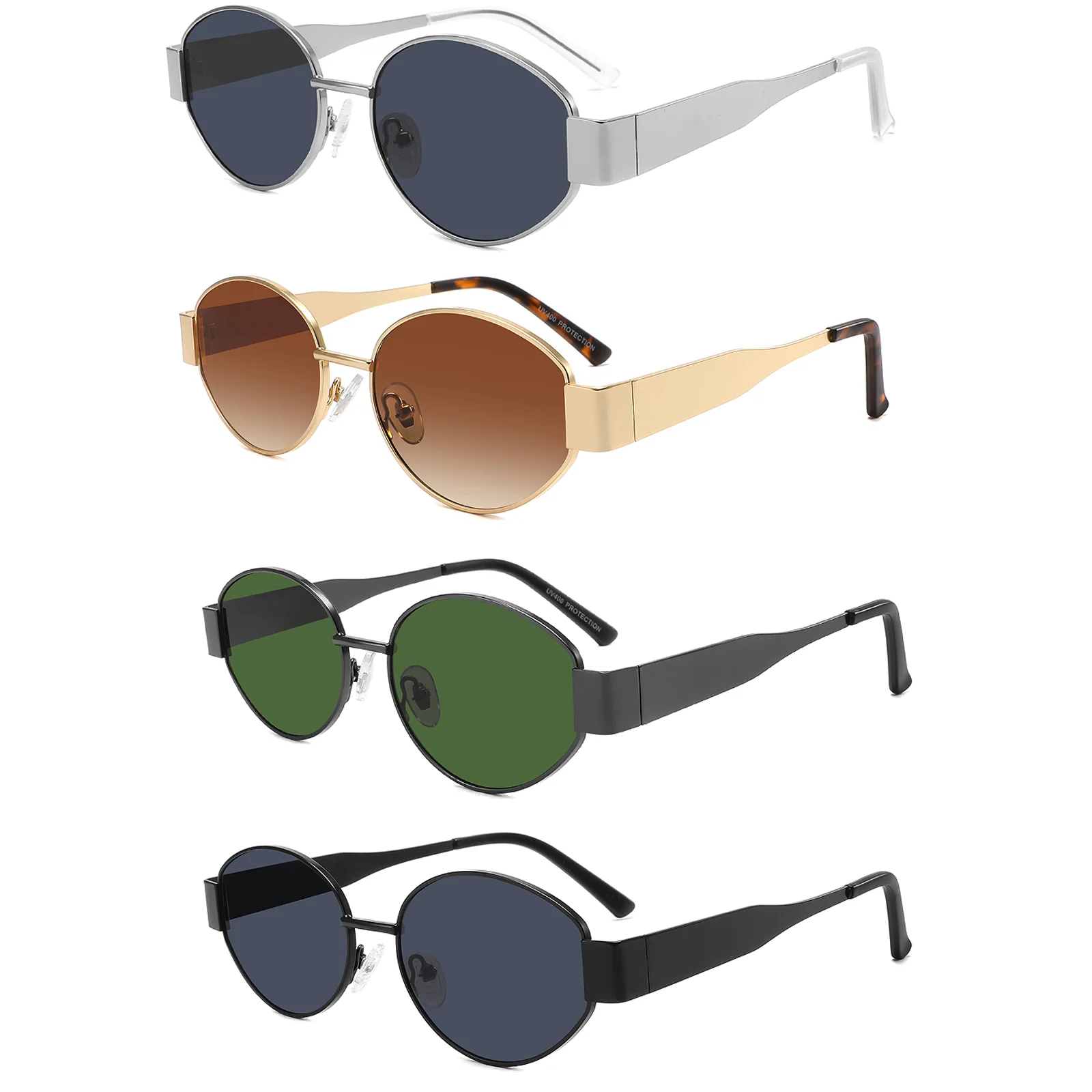 CONCHEN 2024 fashion personalized competitive price stock sun glasses round shades metal frame oval shape sunglasses for women