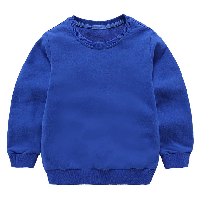Basic Children Sweatshirts Kids Cotton Pullover Tops for Baby Boys Autumn Solid Color Bottom Clothes