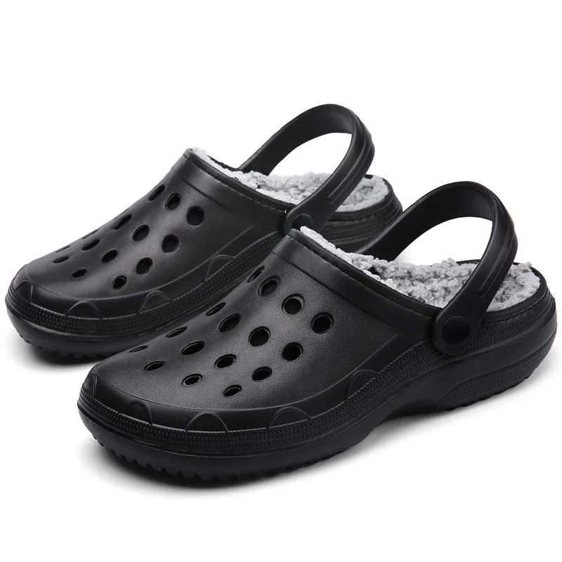 Зимние мужские сабо, сандалии EVA сохраняют тепло, плюшевые сабо, обувь для мужчин