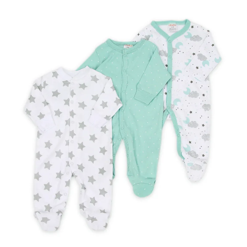 wholesale newborn cotton foot binding Cloth Romper 3pcs Pajama long sleeve Baby Bodysuit