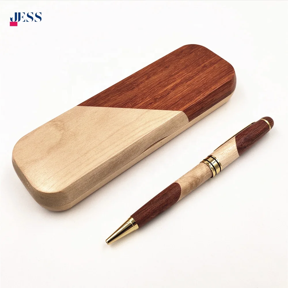 Custom Engraved Logo Luxury Wooden Pen with Box Wooden Pen Case Eco-friendly Gift Wooden Pen Set