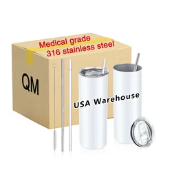316 Stainless Steel Double Walled Vacuum Insulated Tumbler USA Warehouse Free Shipping Sublimation Blanks Tumblers With Straw
