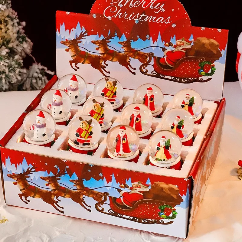 Whole box of Christmas light-up crystal ball wholesale Santa Claus snowman glass ball holiday gift