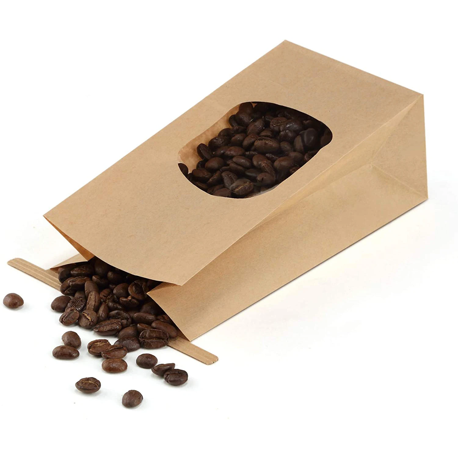 Transparent Window Design tin tie coffee bag classic Grease Proof Sturdy Bakery resealable food bag paper