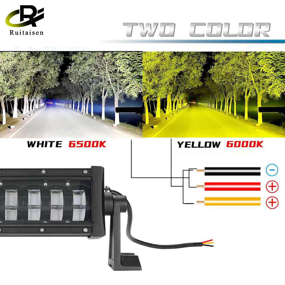48W-408W Led Light Bar with High Low Beam Led Work Lamp Lens Spotlight for 4X4 SUV ATV Truck Off Road Boat LED Bar Lighting