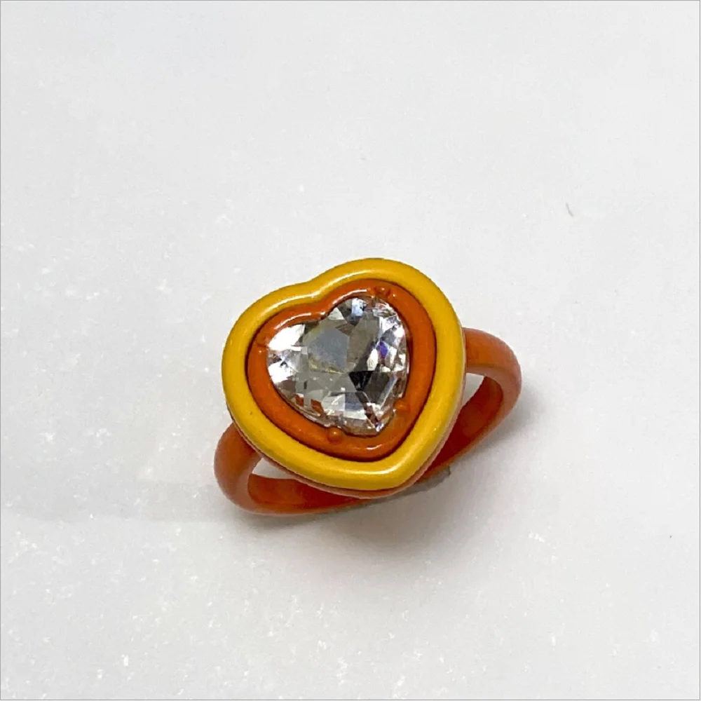 2021 New Acrylic Resin Plastic Heart Shaped Ring Summer Candy Color Rings Jewelry