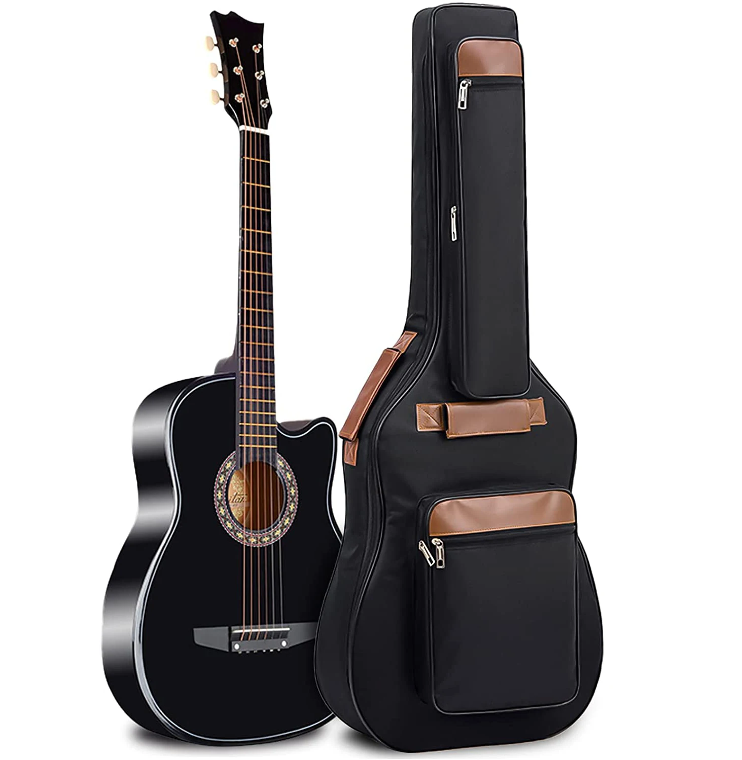 FREE SAMPLE Black 10mm Extra Thick Padded 41 Inch Acoustic Guitar Case Classical Guitar Gig Bag Black