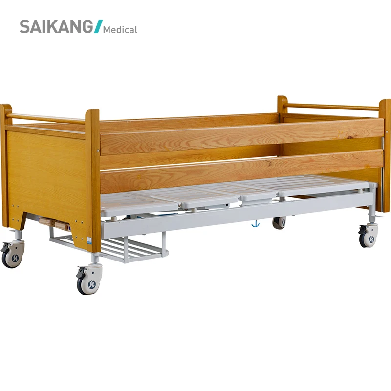 H2h Medical Appliances Economic Wooden Emergency Hospital Bed With 2 Crank