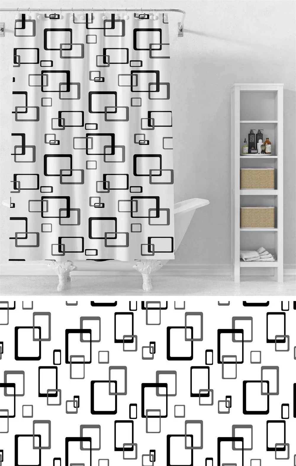 Hot sale European polyester shower curtain 3d shower curtain mat with shell