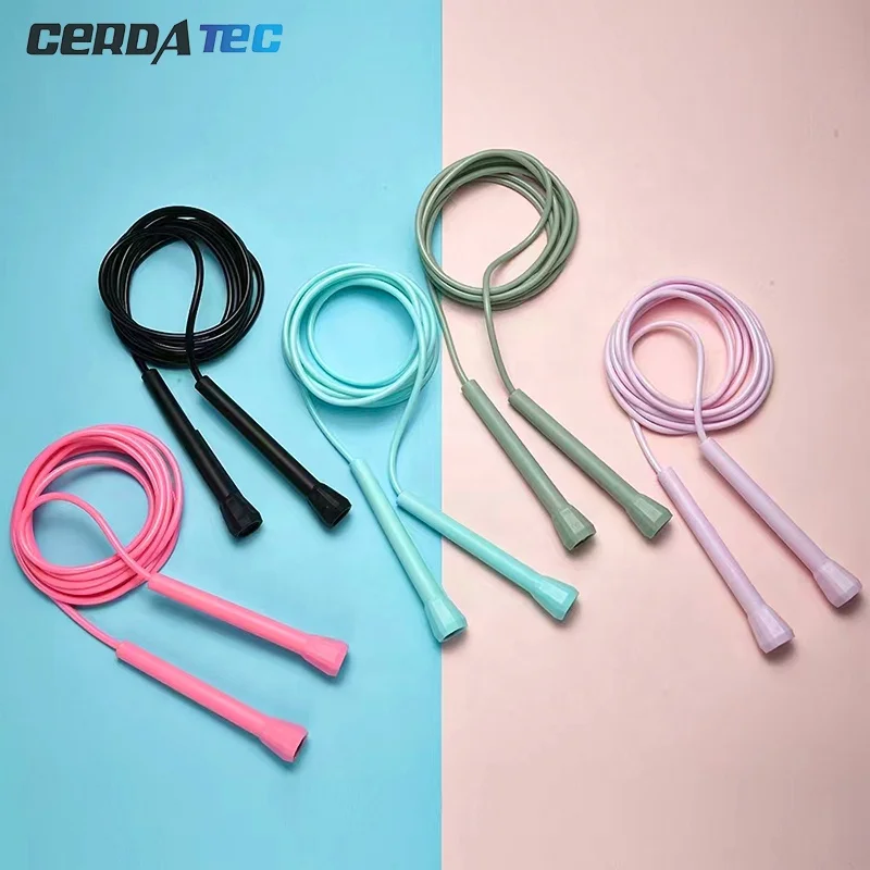 Pink Green Blue Black Children Eco Plastic Handle  Adjustable Length Adult Speed Colorful  Non-Slip PVC Skipping Jump Ropes