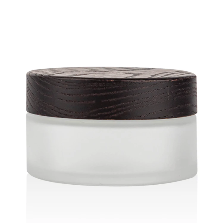 luxury 100g frosted glass bamboo jar night /day cream bamboo packing glass jars with bamboo wooden lids