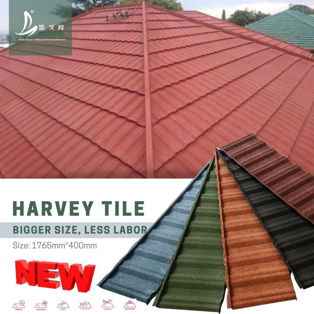 Sangobuild  Elite style long size Stone Coated Metal Roof Tiles for African Markets 0.35mme Building Material Roofing Tiles