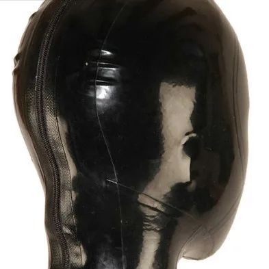 Latex Mask Fetish Hooded Natural Latex Black Rubber Hooded Open Big Eyes Mouth Sexy Headwear