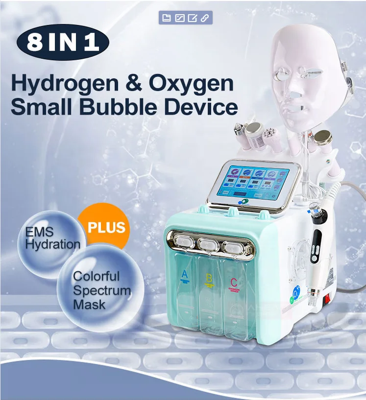 Multifunctional Hydro Water Oxygen Small Bubble Facial Machine H2O2 Skin Care Jet Peel Hydrogen Aqua Beauty Device