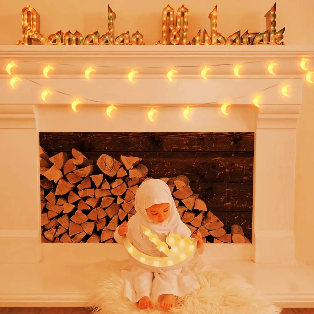 Factory wholesale wedding party decoration with moon shaped LED character string lights