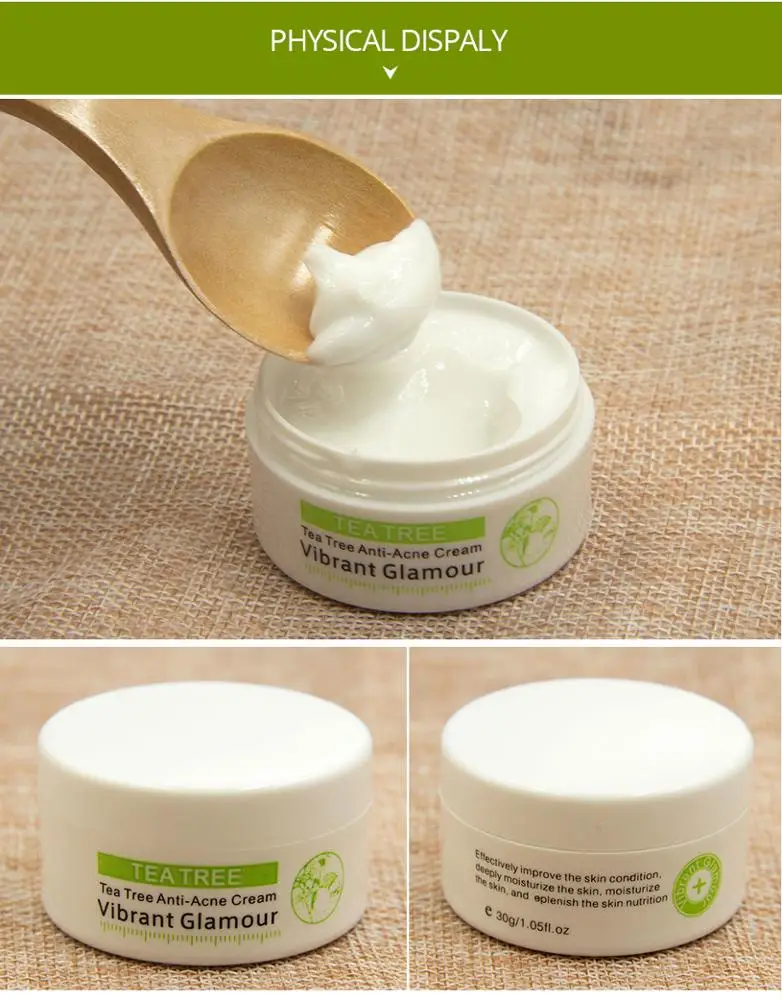 VIBRANT GLAMOUR Tea Tree Anti-Acne Face Cream Oil Control Shrink Pores Acne Cream Nourish Whitening Acne Scar Remove Skin Care