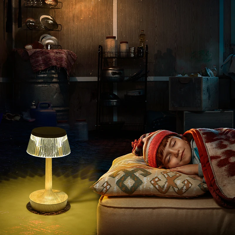 Fancy Decoration Smart Mushroom Plastic Wooden Touch Control Bedroom Dining LED Table Lamp