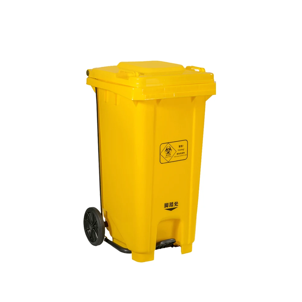 100L high durability plastic medical waste bin liner customized foot pedal waste bin for hospital