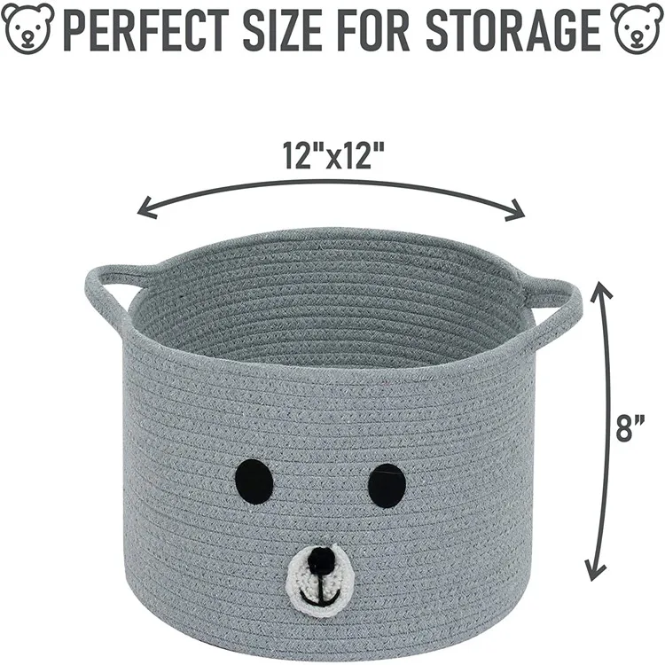 Высококачественная корзина для хранения одежды QJMAX из хлопкового шнура, милый медведь, складная корзина для хранения большой емкости