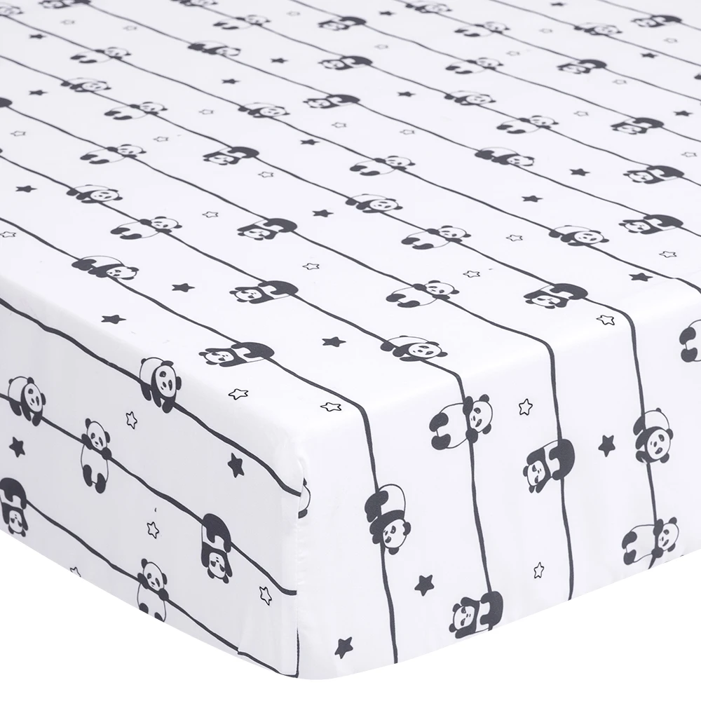 Lesser panda printed microfiber crib sheets baby bed sets linen cot sheet