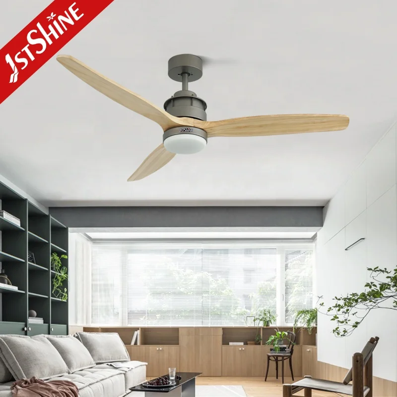 1stshine ceiling fan wholesalers 3 blade solid wood ceiling fan with LED light and remote