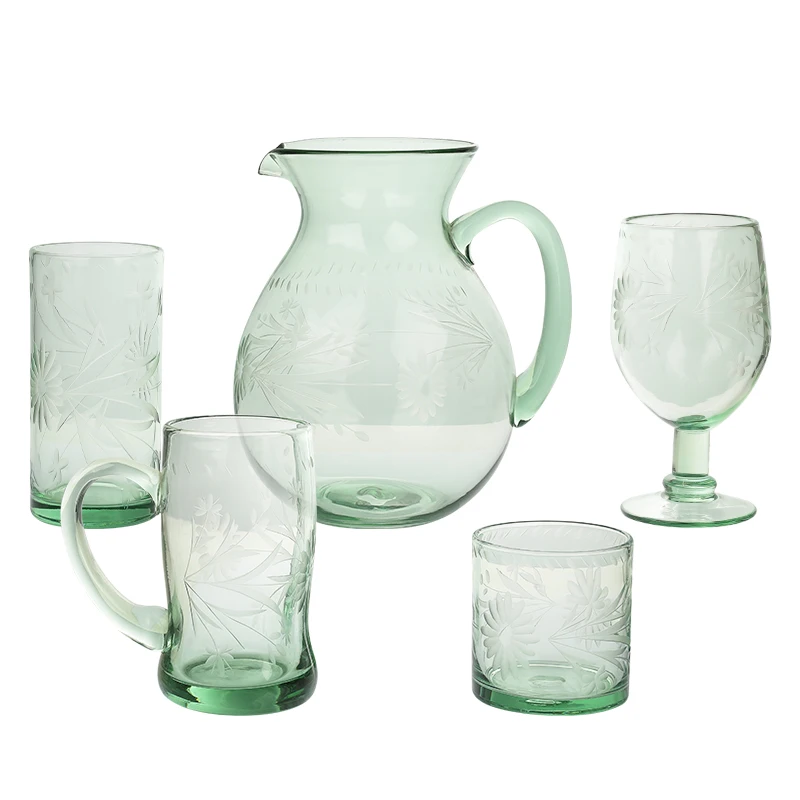 Wholesale Glass Water Pitcher Sets Tea Juice Jug Set Gift Cup Tumbler Wine Goblet Drinking Glasses