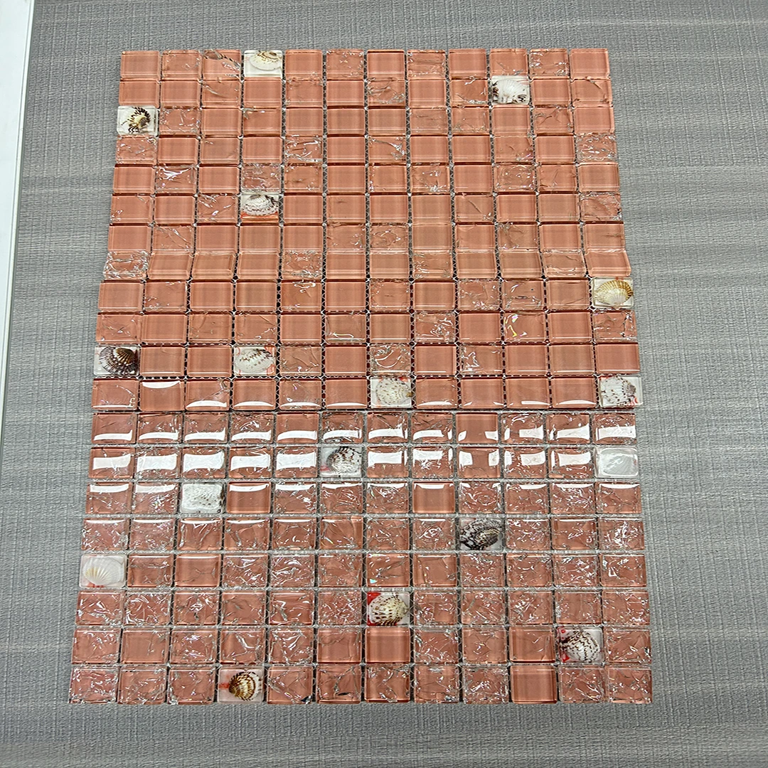 KASARO Pink Color Decorative Glass Mosaic Tile Sheets For Backsplash Kitchen Glass Tiles