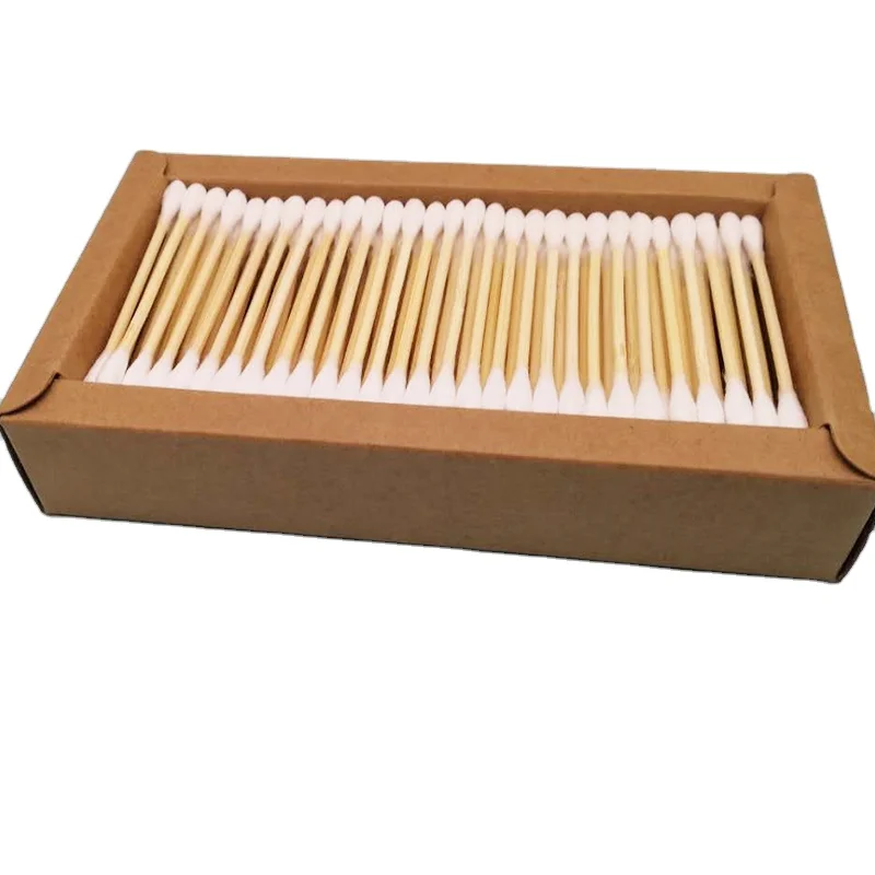 100 шт упаковано бумажная коробка тампон с наконечник головка для чистки ушей ватным тампоном Медицинский ватный тампон