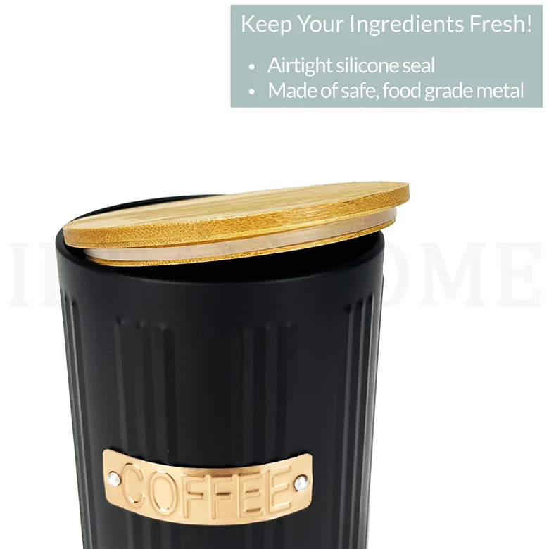 Coffee Tea Sugar Container Set Kitchen Countertop Bread Box with Matching Kitchen Canisters Set of 3