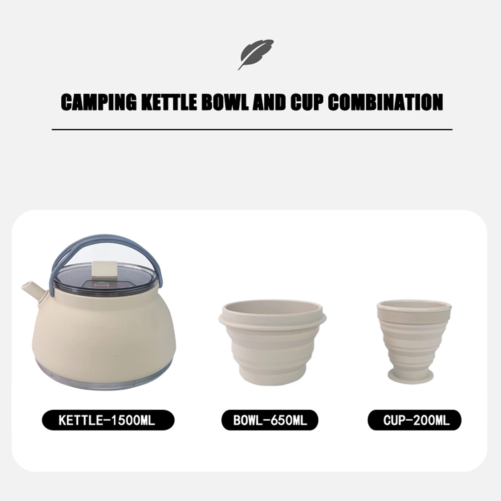 New Design 1.5L Collapsible Portable Camping Kettle Silicone Foldable Cooking Pot