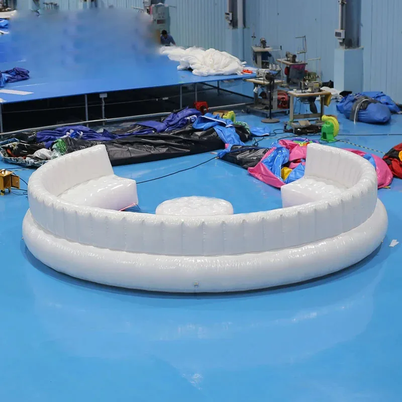 5.4m PVC Airtight Inflatable Circular Couch With Led Lights Inflatable Sofa With Inflatable Table For Adults Party Events