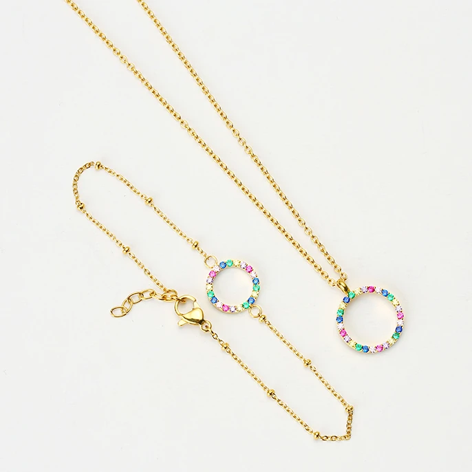 TrueGold Wholesale Custom Dropshipping Fine Fashion Jewelry PVD Gold Plated Stainless Steel Bracelet and Necklace Set for Women