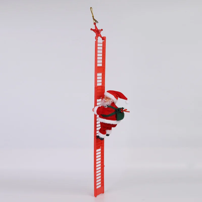 New climbing santa claus beads electric music Santa Claus red ladder Christmas doll Christmas gift decorations