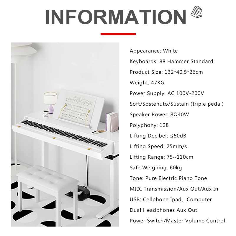 Cademe 88 Keys Digital Piano Black Keyboard Digital Piano Discount With International