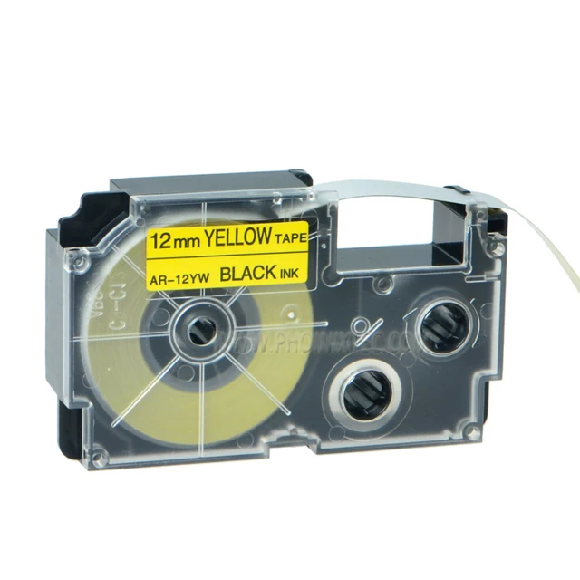 Compatible For Casio Label Tape 12mm Black on Yellow XR 12YW Label Cassette Cartridge XR-12YW For KL7000 EZ Label Printer