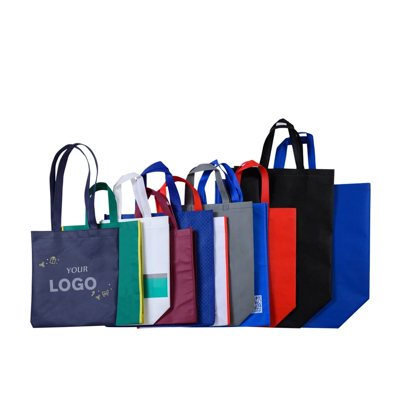 Free Sample Eco Custom Logo Printed Reusable Non Woven Fabric Carry Tote Bag Heavy Duty Grocery Shopping Bags