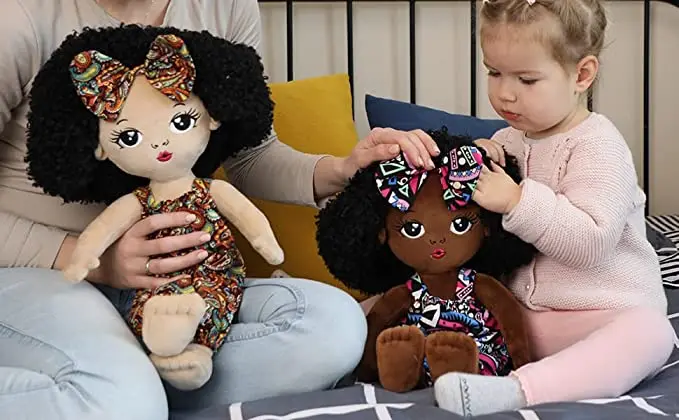 Пользовательские черные детские куклы американские афроамериканские мягкие плюшевые черная игрушка