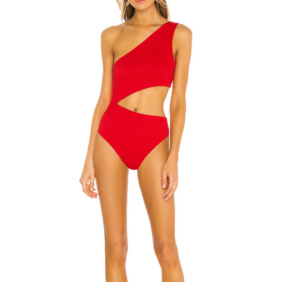 One Shoulder Swimwear Triangle Bikini Swimsuits Famous Brands beachwear