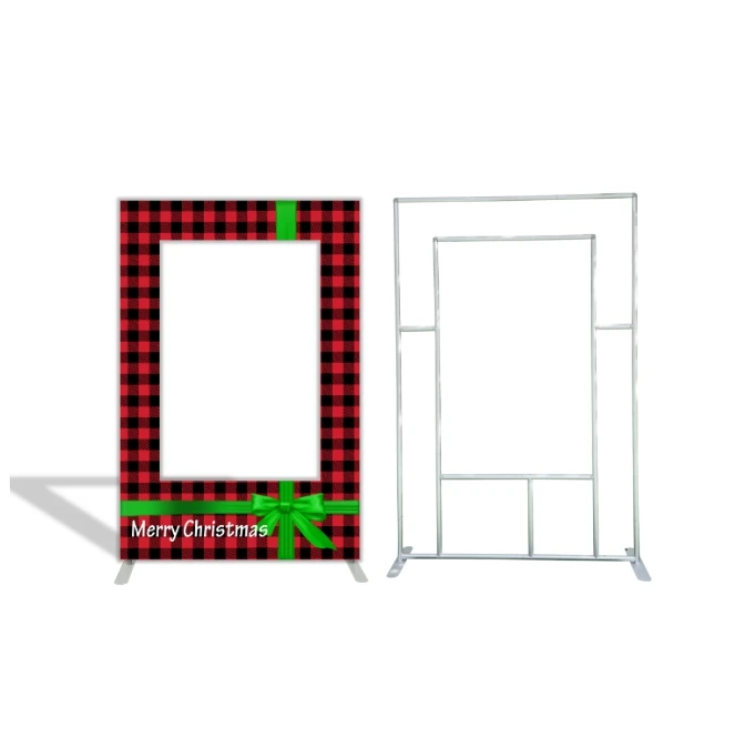 Photo Optical Frame Rectangle Stand Birthday Wedding Aluminum  Backdrop Stand Kits Merry Christmas Design