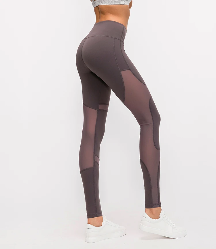 Womens Compression Pants with Pocket Sportswear Fitness Yoga Wear Supplex Mesh Sport Leggings