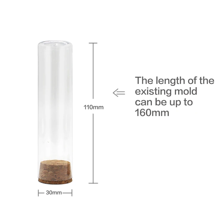 Plastic test tube with cork for candy packaging
